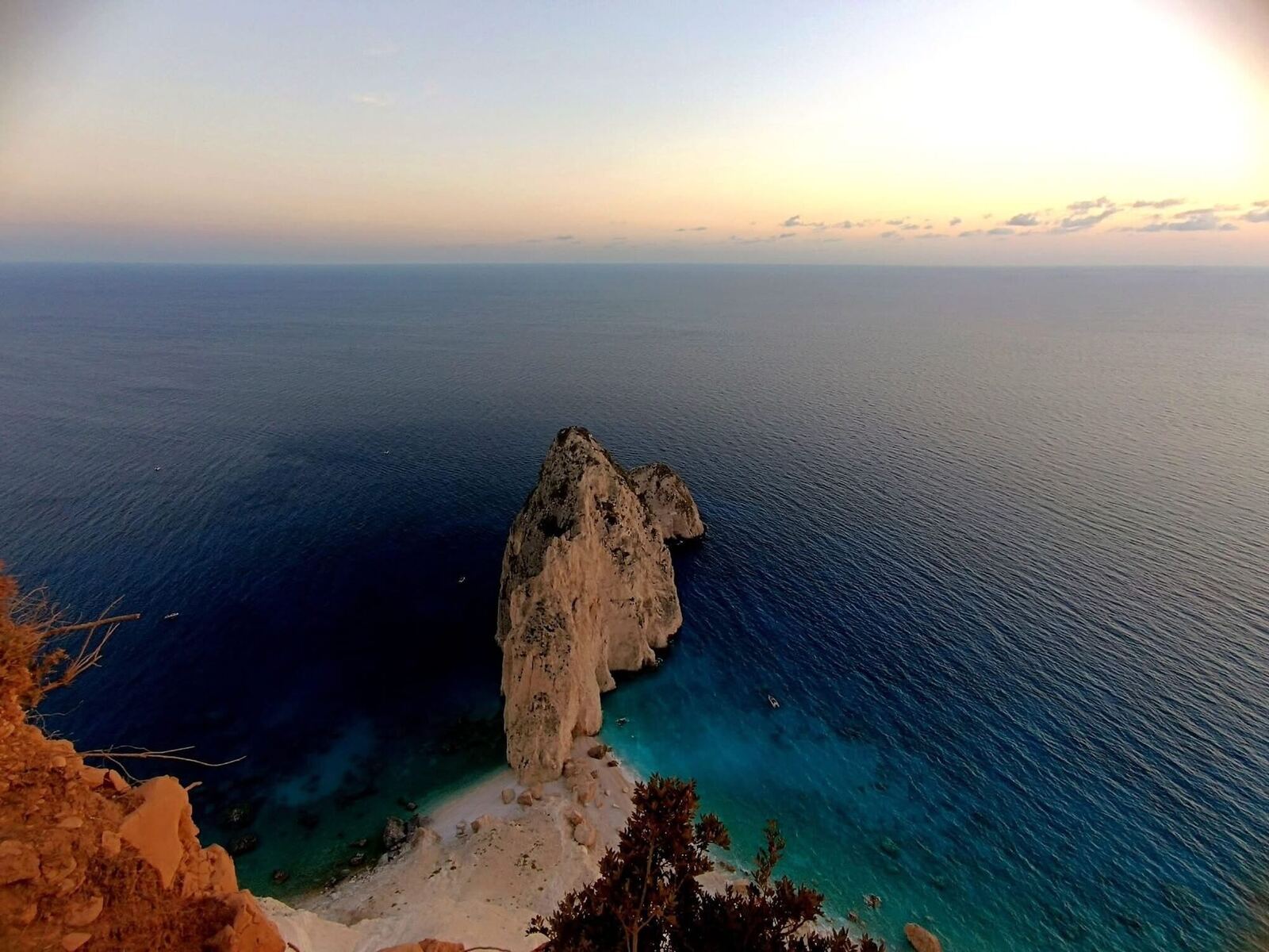 Myzithres rock silhouette at sunset from Keri Lighthouse viewpoint