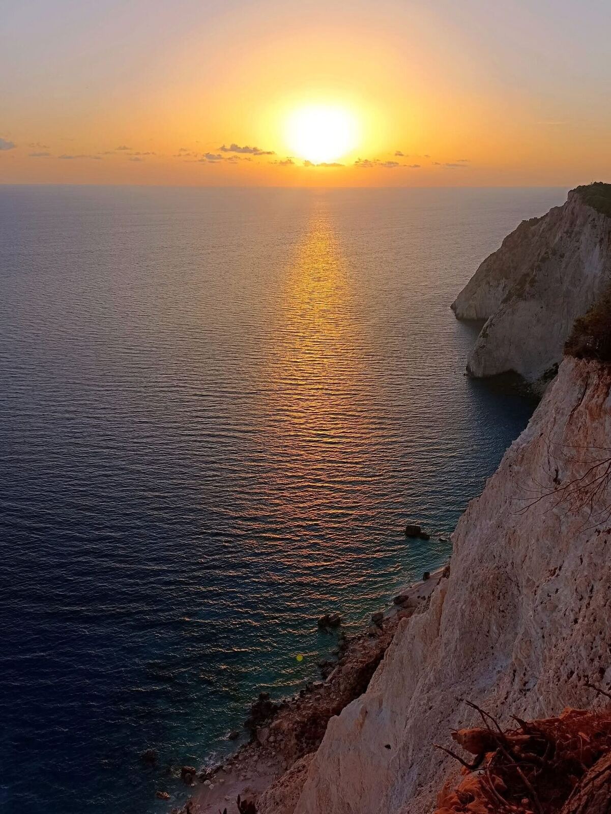 Sunset over the sea from the Keri cliffs near Myzithres